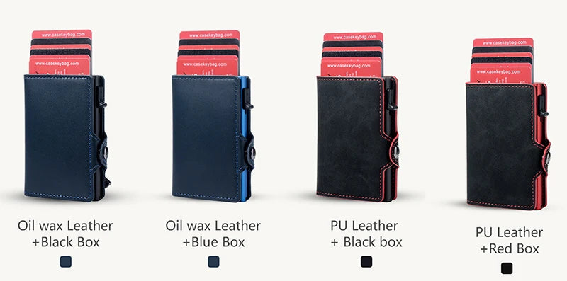 CASEKEY hommes portefeuilles véritable cuir de vache Pop Up affaires porte-carte de crédit RFID blocage mince intelligent portefeuille en Fiber de carbone avec poche