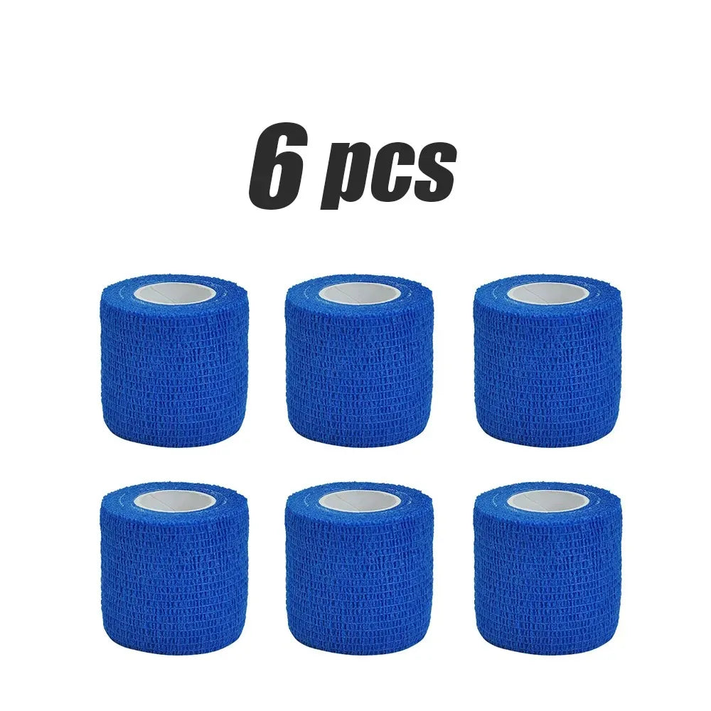 4.8 meter blue self-adhesive elastic sports bandage, breathable sports bandage for wrist and ankle