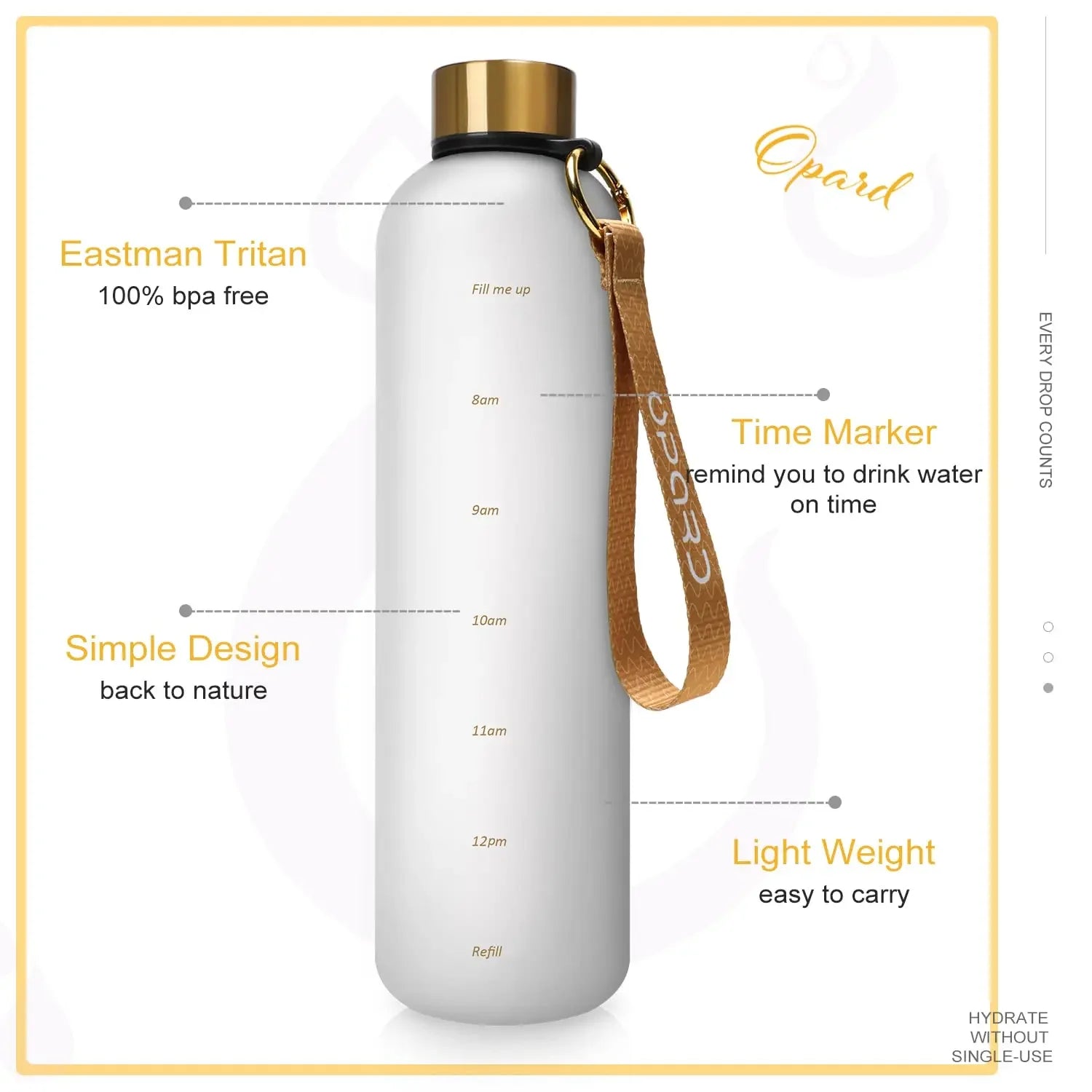 Nouveau 1L bouteille d'eau avec timbre de temps sans BPA réutilisable Fitness Sports voyage en plein air étanche tasse d'eau bouilloire givrée