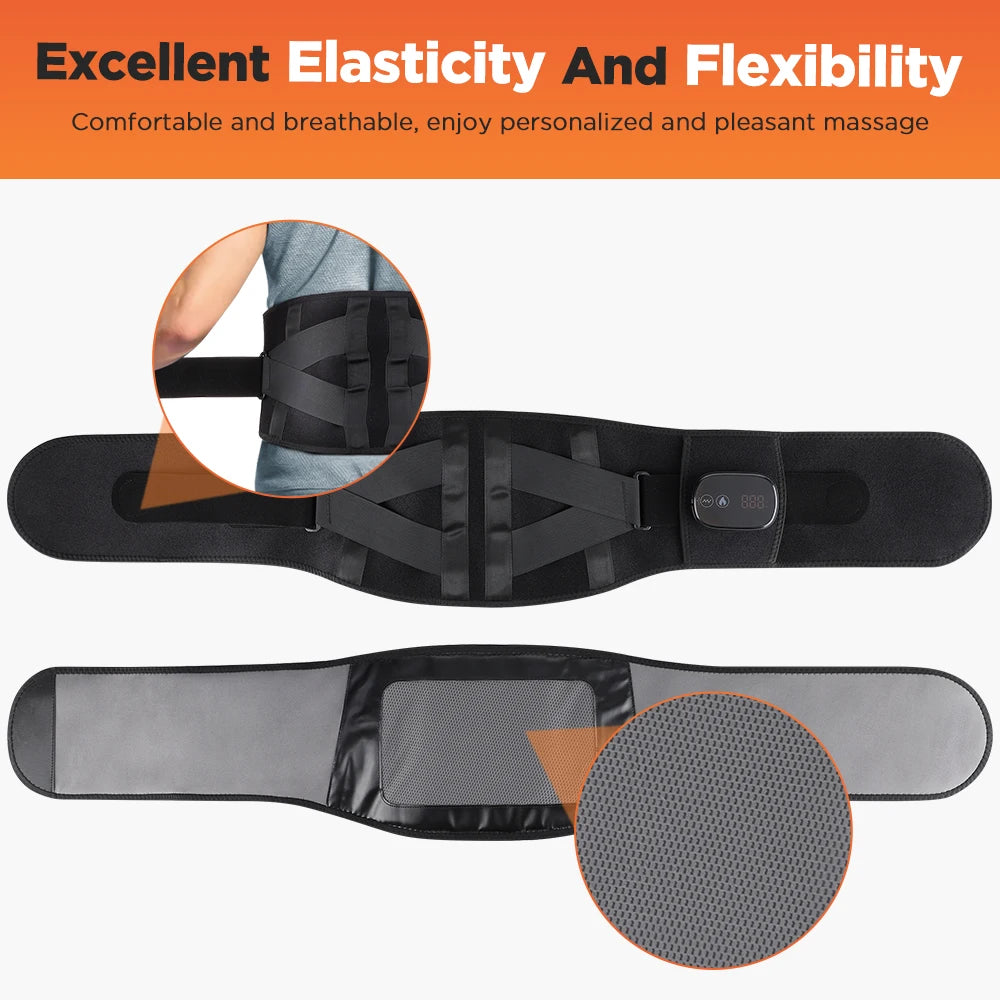 Electric heated waist massager, vibration-powered hot compression massage belt, lumbar decompression brace, lower back support, muscle relaxation