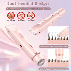 2-in-1 Electric Shavers for Women, Bikini Trimmer, Facial Mustache Trimmer, for Ladies, Body, Underarms, Legs, Painless Portable Epilator