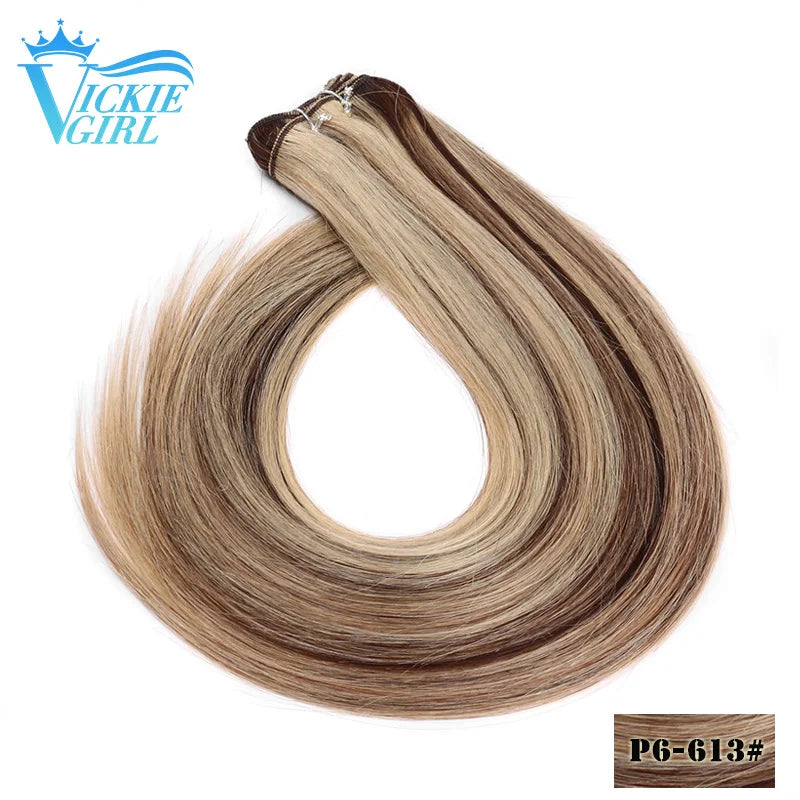 Straight Human Hair Weft Bundles Ombre Blonde Human Hair Extensions 100g/piece 16"-28" Skin Color Remy Straight Double Weft
