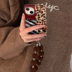 Coque vortex perforée, coque de téléphone rayée personnalisée avec chaîne pour iPhone 11 12 13 14 15 16 pro max
