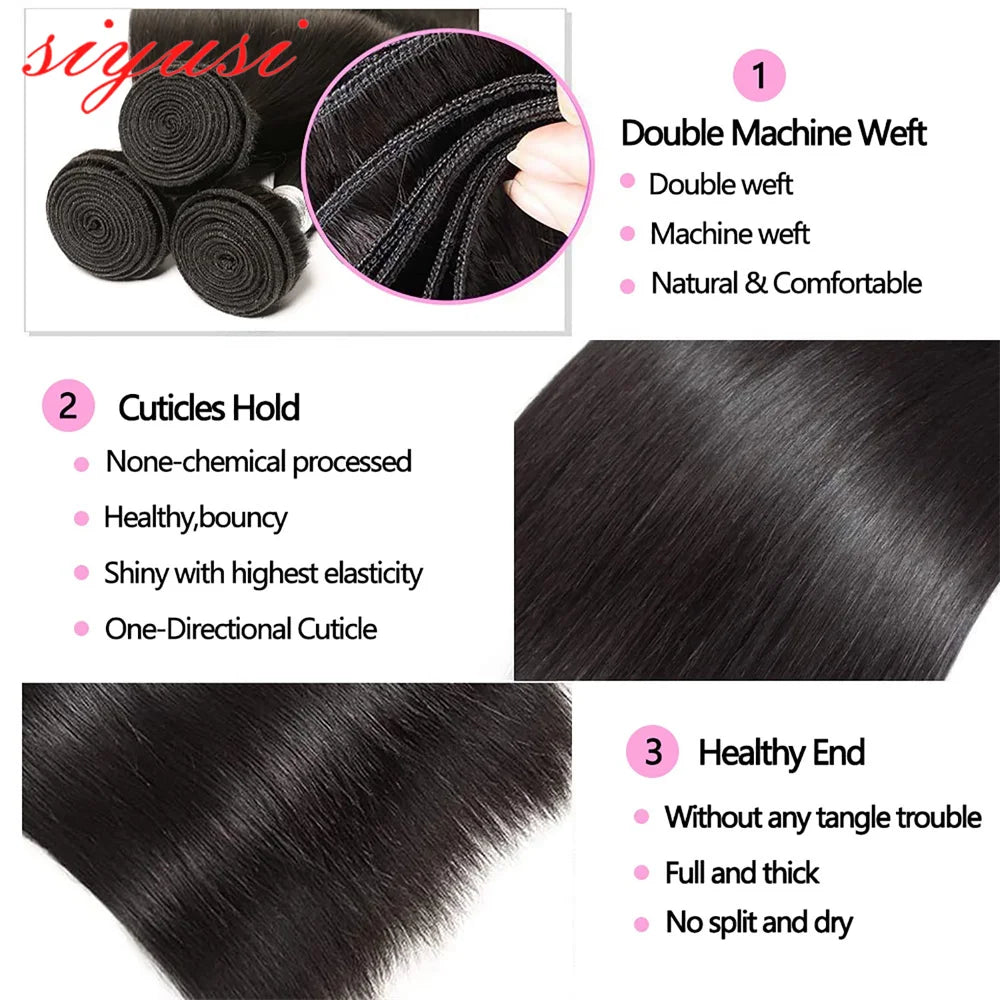 Paquets brésiliens de cheveux raides 1/3/4 pièces 100% cheveux humains non transformés paquets droits Extensions de cheveux humains pour les femmes noires