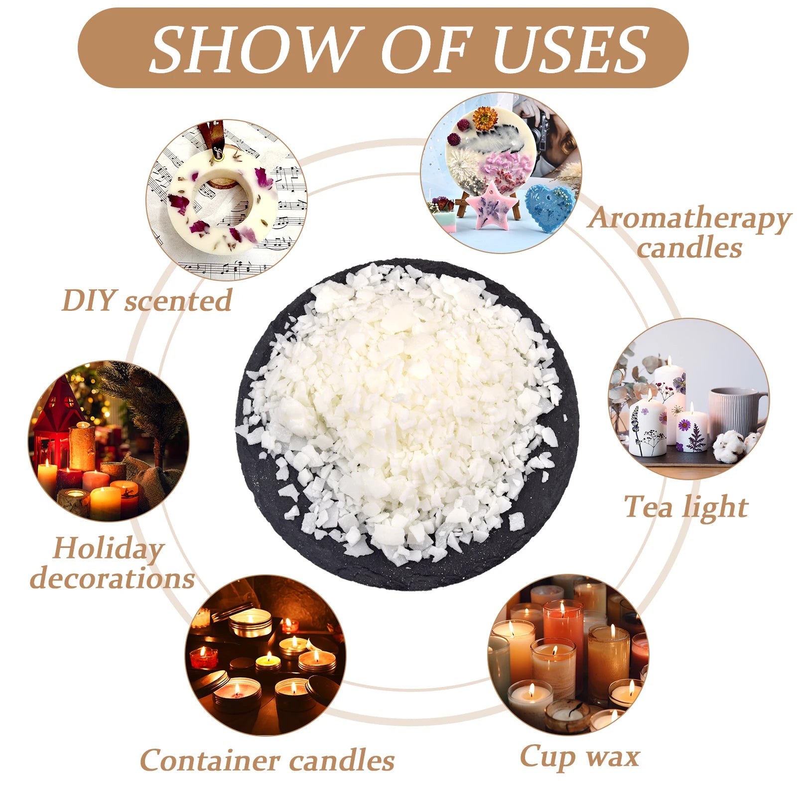 Flocons de cire de soja naturelle, 100/500/1000g, pour bricolage, bougies artisanales faites à la main, bougies parfumées sans additif, Kit de fabrication de matières premières