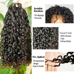Crochet cheveux humains sans noeud pré-séparés Extensions de cheveux au Crochet Extensions de cheveux de plumes crépus birmans bouclés 100% cheveux humains