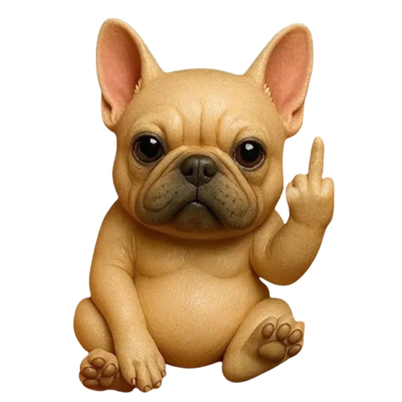 Funny Middle Finger Animal Statue, Mini Dog and Cat Figurine, Resin Desk Ornament, Highland Cattle Frog Sculpture for Office and Home