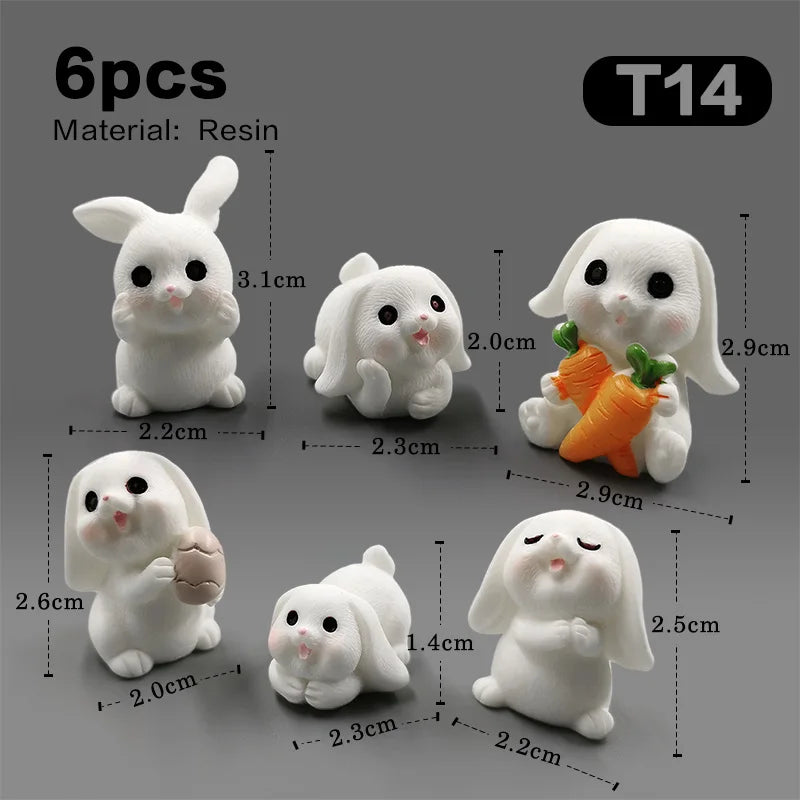 Figurine de pâques de noël, lapin blanc, carotte, bricolage, décor de chambre Kawaii, accessoires de décoration de jardin féerique miniatures modernes