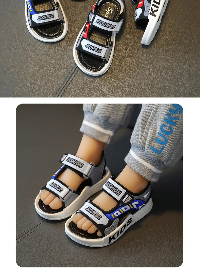 Sandalias 23 garçon mode enfant sandales été enfants baskets anti-dérapant semelle souple chaussures de plage décontractées enfant chaussures zapatos niña