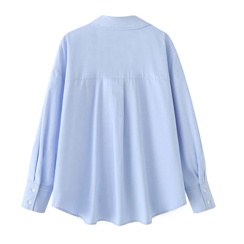 HXAO 2025 femme Blouses longues chemises à rayures femmes printemps été à manches longues bleu blanc chemise femme grands hauts chemises boutonnées