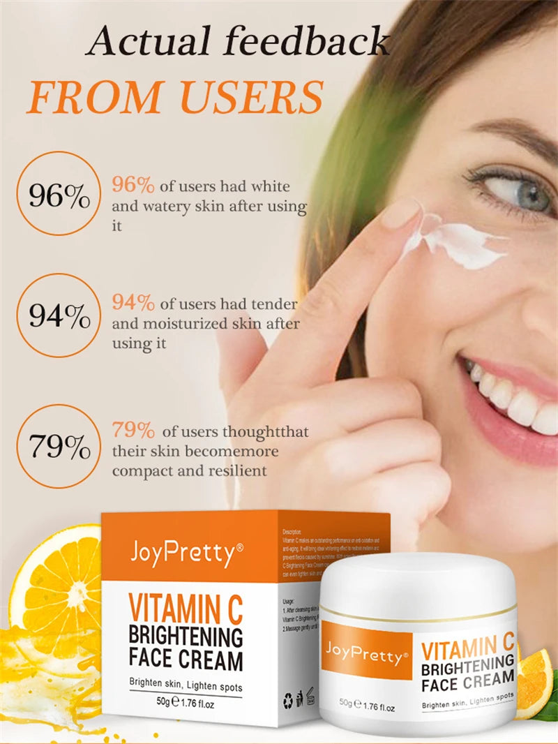 Crème éclaircissante pour le visage à la vitamine C, hydratante, émolliente, élimination des taches foncées, raffermissante, Anti-vieillissement, réparation, soins pour la peau