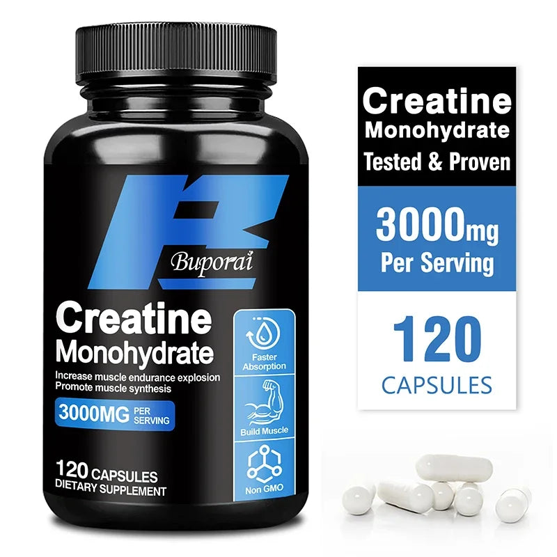 Creatine monohydrate - Improves muscle strength, promotes muscle recovery and growth, and enhances athletic performance. Vegan.