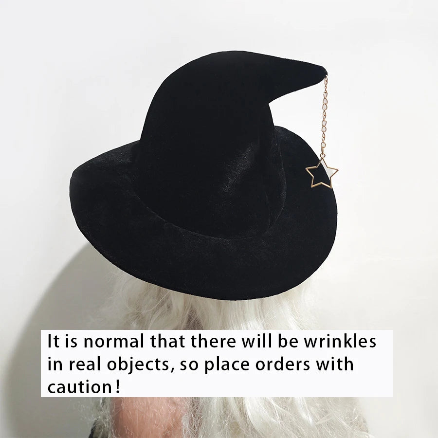 Chapeau de sorcière d'halloween pour enfants et adultes, avec motif étoile mon, chapeau de magicien, Costume de Cosplay, accessoires de déguisement amusants pour fête d'halloween