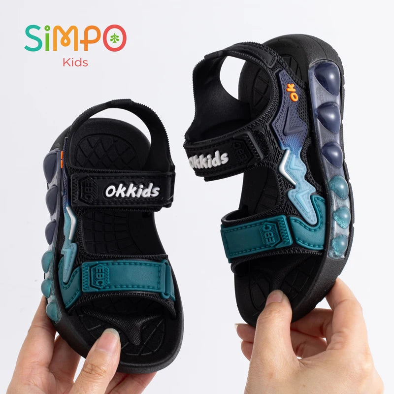 Sandales de Sport pour enfants, chaussures souples respirantes et résistantes à l'usure avec Velcro réglable, chaussures d'extérieur pour garçons et filles, été