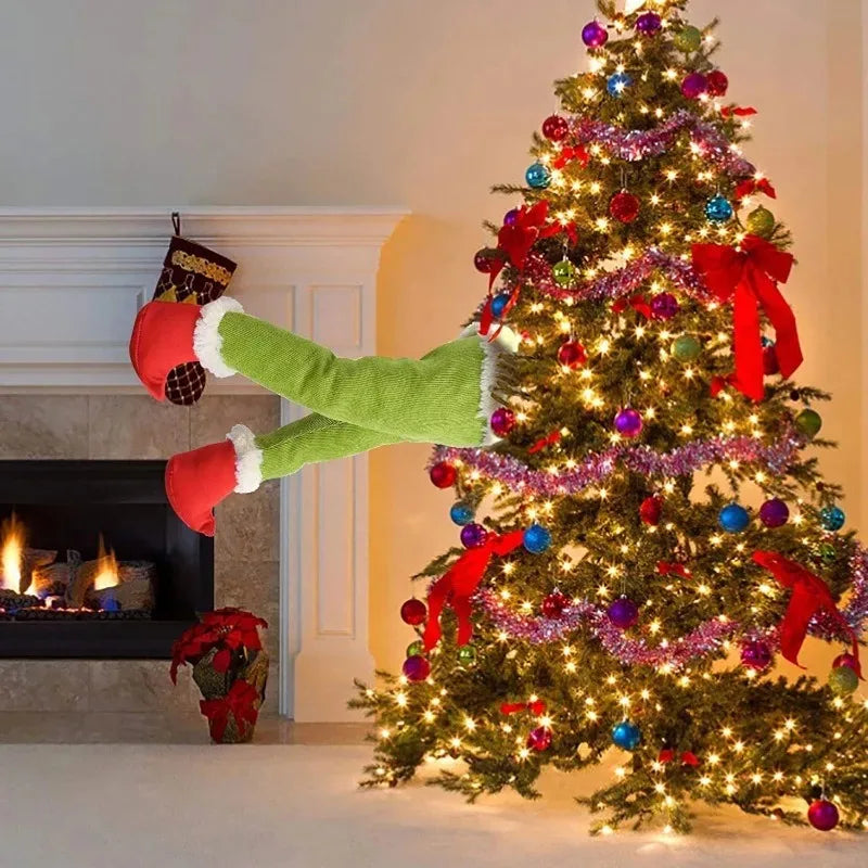 Children's plush Christmas tree decoration, door decoration, Santa's elf legs, home showdown ornaments, gift, surprise supplies