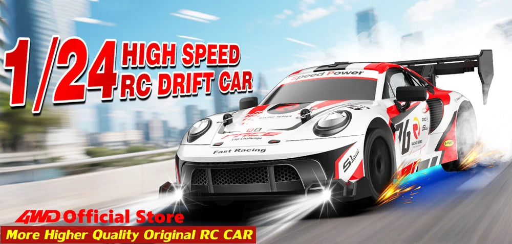 4WD RC Drift Car, High-Speed ​​Remote Control Racing Vehicle with LED Lights, 2.4GHz Radio, 4x4 Off-Road Truck, Children's Toy