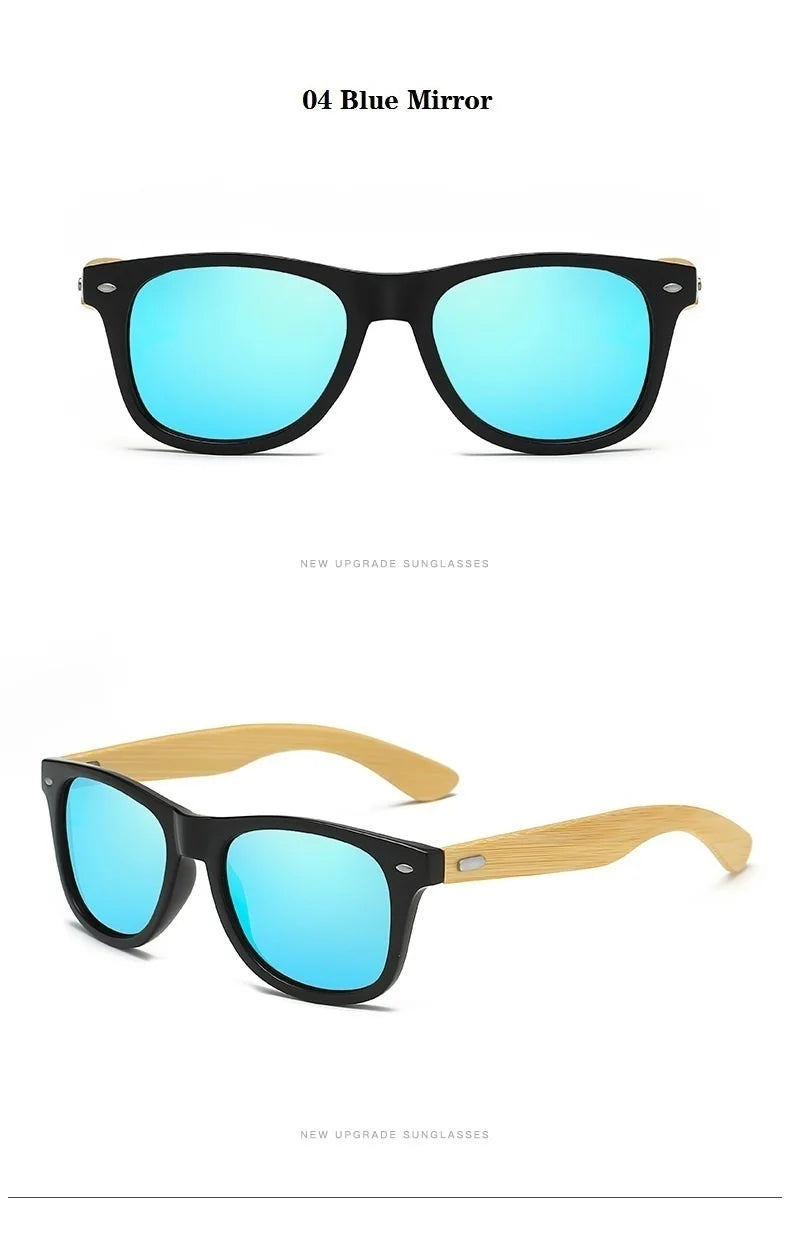 Lunettes de soleil en bois de bambou à la mode pour hommes et femmes, classiques carrées, Vintage, pour la conduite, noires, pour la pêche, UV400