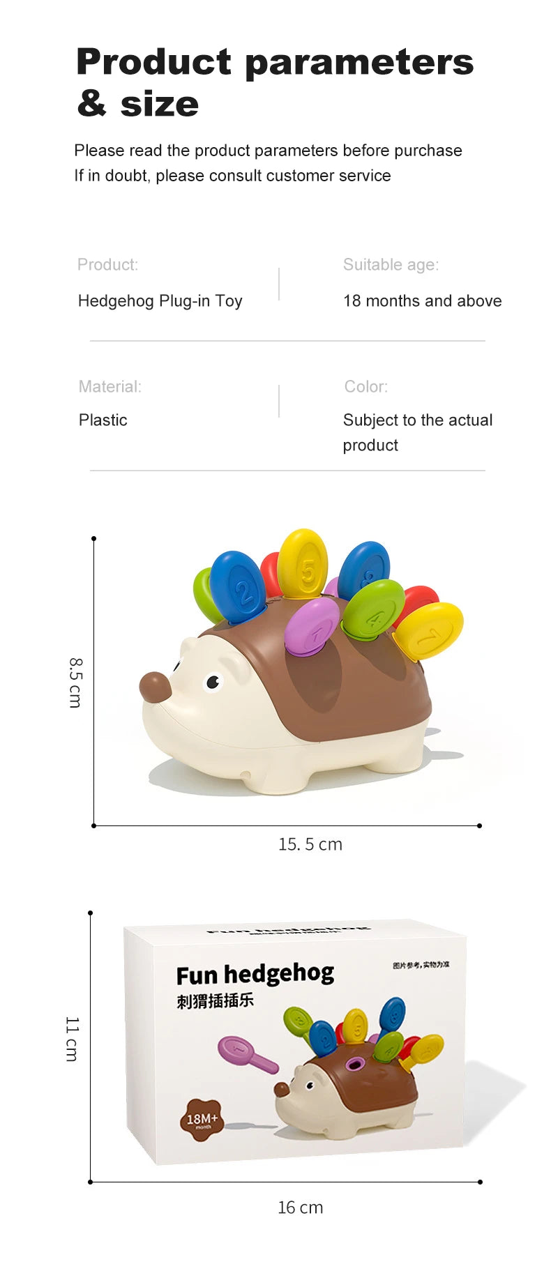 Jouets Montessori pour tout-petits, jouets sensoriels et motricité Fine pour enfants âgés de 18 mois, activités d'apprentissage, jeux éducatifs de hérisson