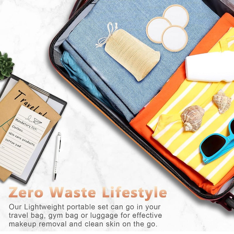 Tampons Démaquillants Réutilisables, Ronds en Coton Naturel Lavable pour Types, Tampon de Maquillage Lavable avec Sac à illant, 10 Pièces