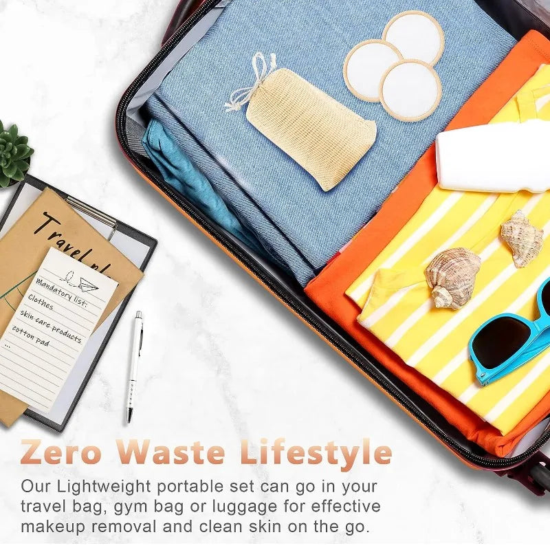 Tampons Démaquillants Réutilisables, Ronds en Coton Naturel Lavable pour Types, Tampon de Maquillage Lavable avec Sac à illant, 10 Pièces