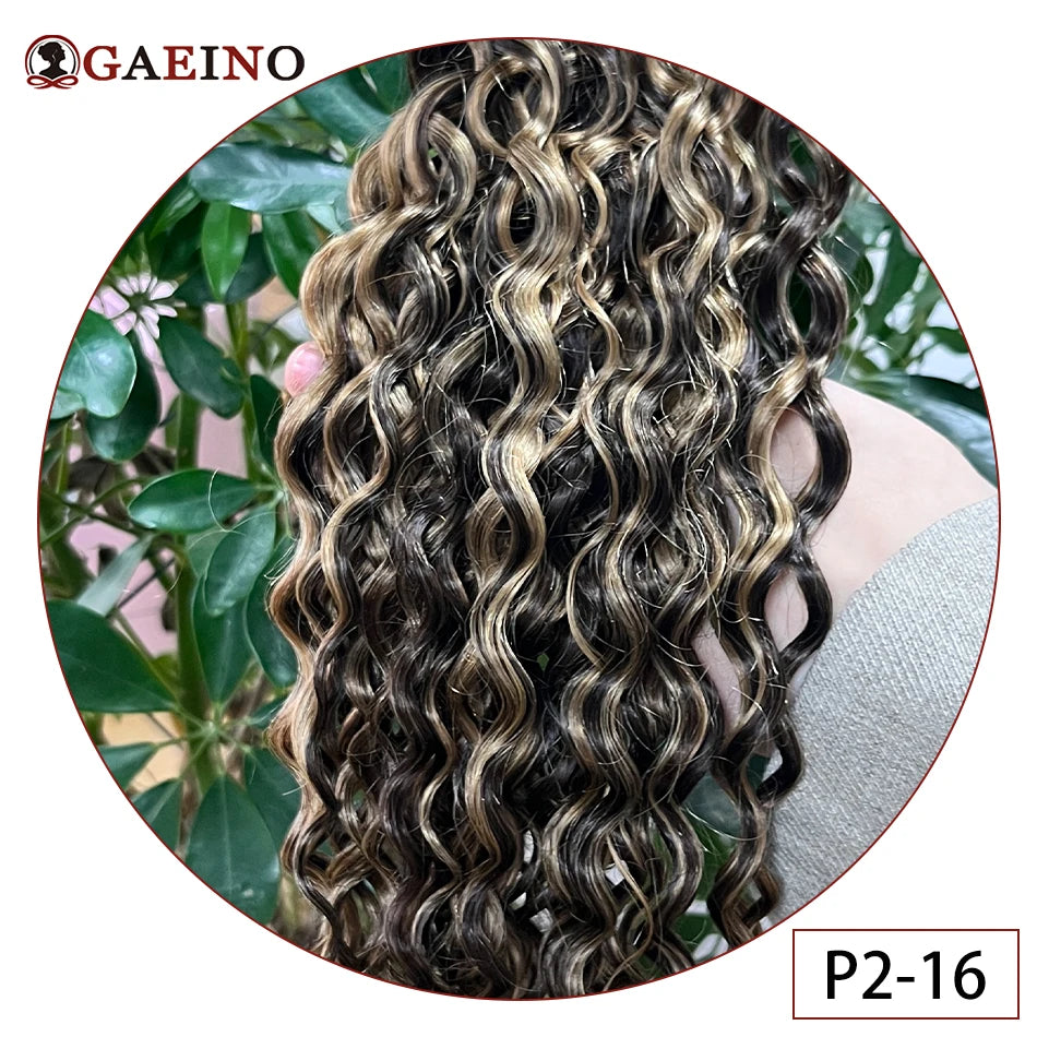 Clip de vague d'eau dans les Extensions de cheveux vrais cheveux humains 7 pièces/ensemble châtain et blond bronzé met en évidence pince bouclée sur les Extensions de cheveux