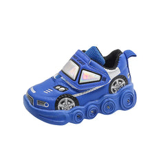 Diseny enfants chaussures décontractées lumière LED voiture Club dessin animé en cuir PU printemps chaussures pour enfants anti-dérapant rouge bleu chaussures taille 21-30