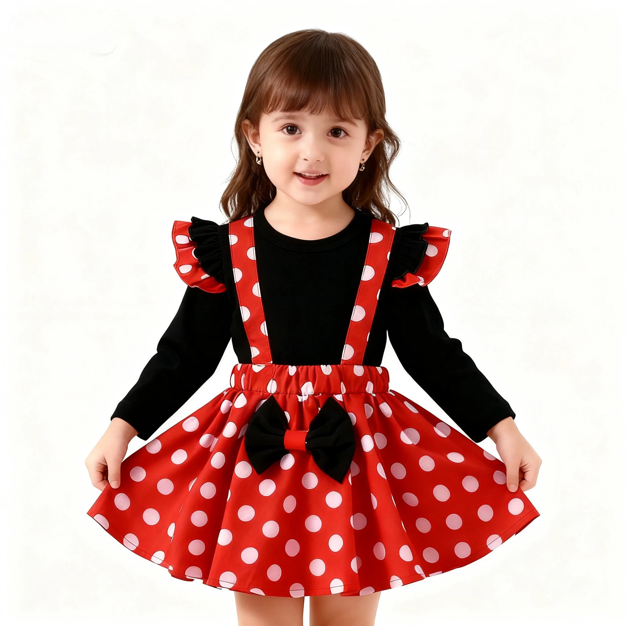 Tenue d'été pour enfants de 1 à 5 ans, ensemble de vêtements pour bébés filles, Costume d'anniversaire pour enfants, hauts à pois, jupe, robe Cosplay Minnie avec bandeau