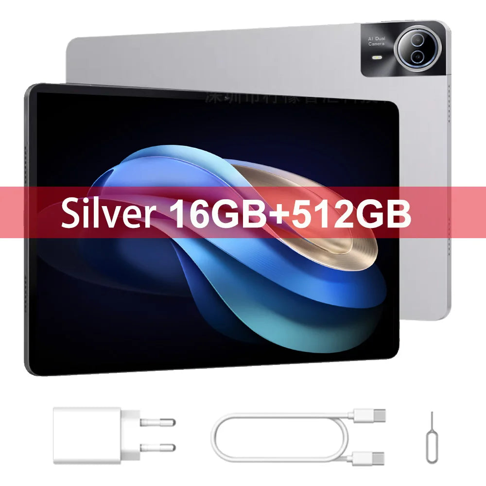 2025 Version mondiale Super grand écran 14 pouces tablette Android 14 4G appel téléphonique 16GB + 512GB tablettes 14 "GPS 5G WiFi FM 12000mAh