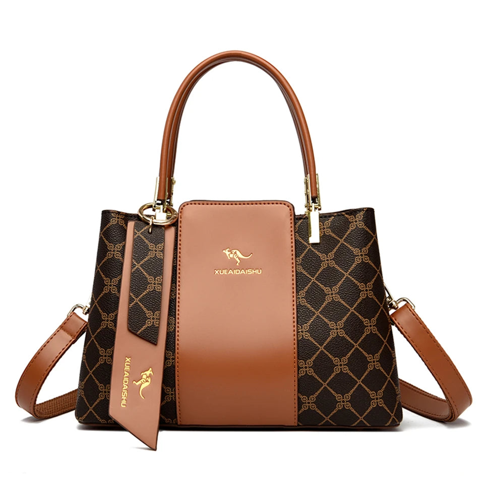 Sac à main de luxe imprimé grande capacité en cuir souple pour femmes, sac à bandoulière de loisirs de styliste pour dames