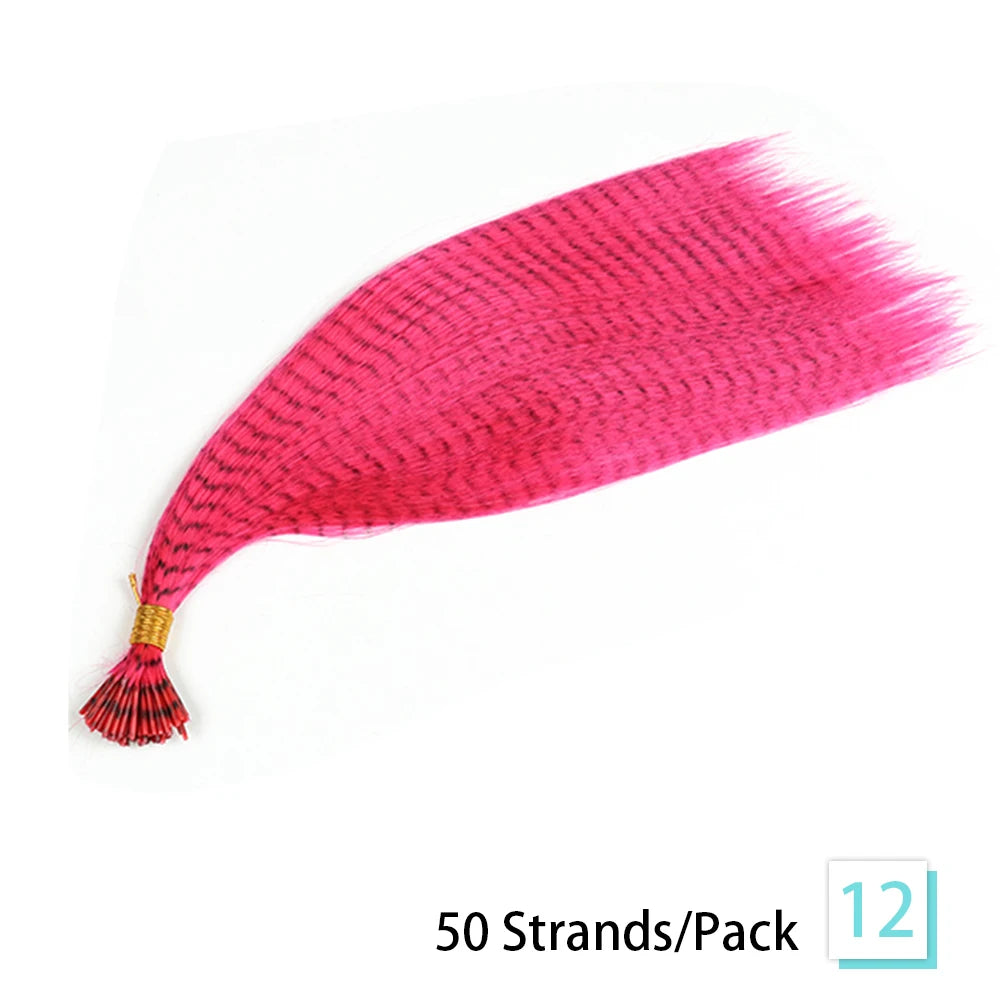 16-inch Synthetic Feather Hair Extensions, 50 Strands/Pack, Colored Hair Extensions, Colored Feather Hair Extensions for Women