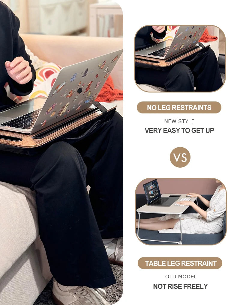 Bureau d'ordinateur portable portable pour paresseux, fente pour téléphone, adapté au lit, au canapé, à la voiture