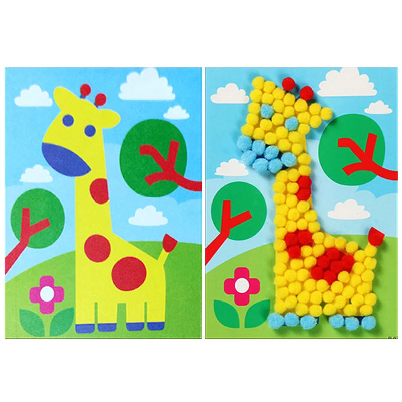 Enfants autocollants faciles à poser jouets bouton/pompon/diamant éducation précoce enfants Puzzle à la main peinture créative 3-6 ans cadeaux TMZ