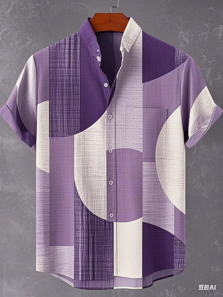 Chemise à manches longues et col montant pour homme, nouvelle collection printemps-automne, impression en 3D, rayures irrégulières