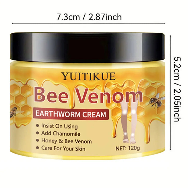 YUITIKUE Crème pour varices 120g - Formule de venin d'abeille et de vers de terre, hydratant et massage en profondeur, traitement de soins de la peau