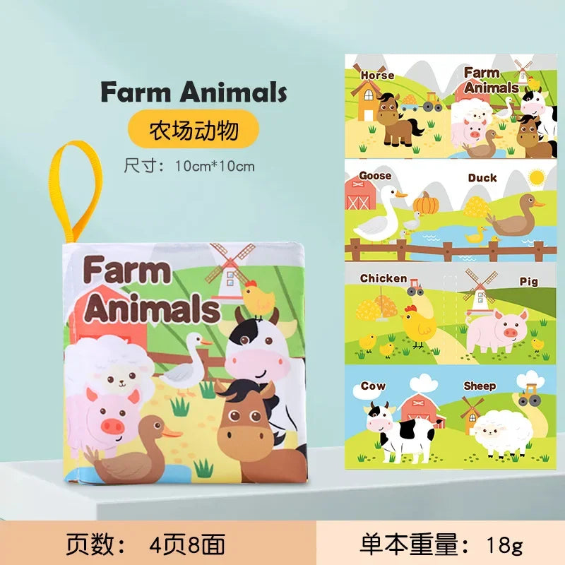 Livre de grillades doux pour enfants, jouets pour enfants précoces, son de bruissement, fruits, nombres d'animaux, moyens de transport alimentaires