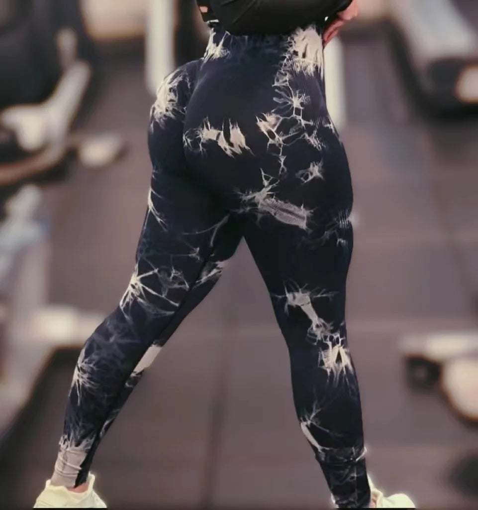 Femmes Tiedye Gym Leggings Sans Couture Mujer Push Up Pantalon Sans Couture Scrunch Sport Fitness Taille Haute Entraînement Yoga Leggins Livraison Directe