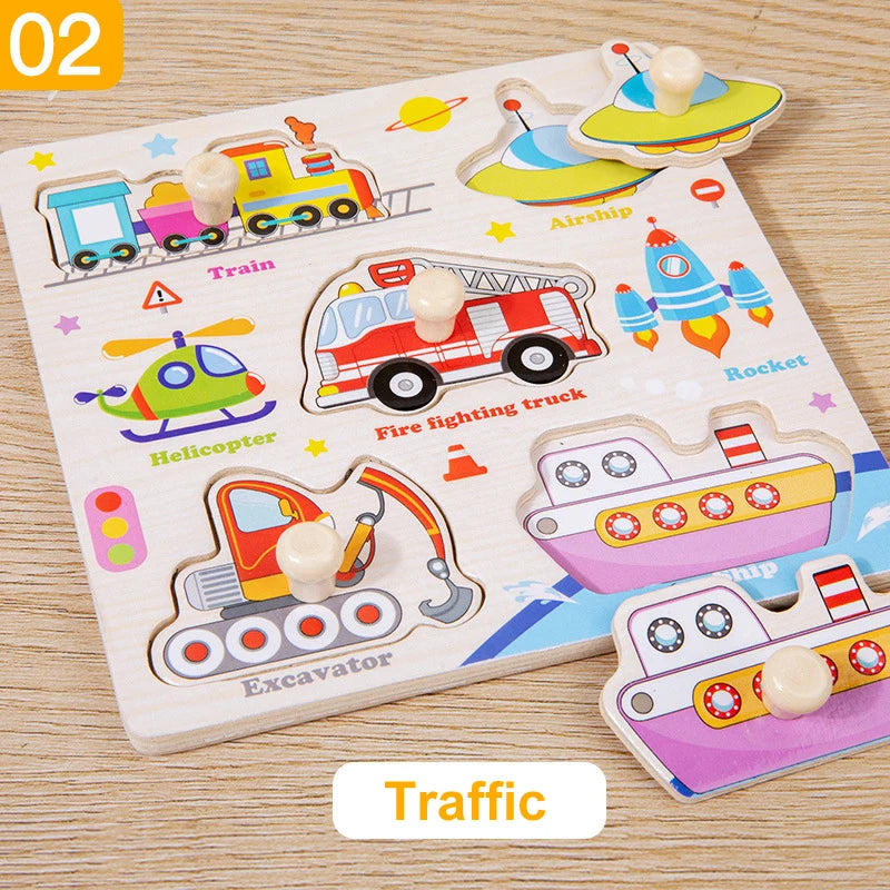 Jouets Montessori pour bébé, Puzzle 3d en bois, dessin animé, Intelligence animale, jouets éducatifs d'apprentissage précoce pour enfants