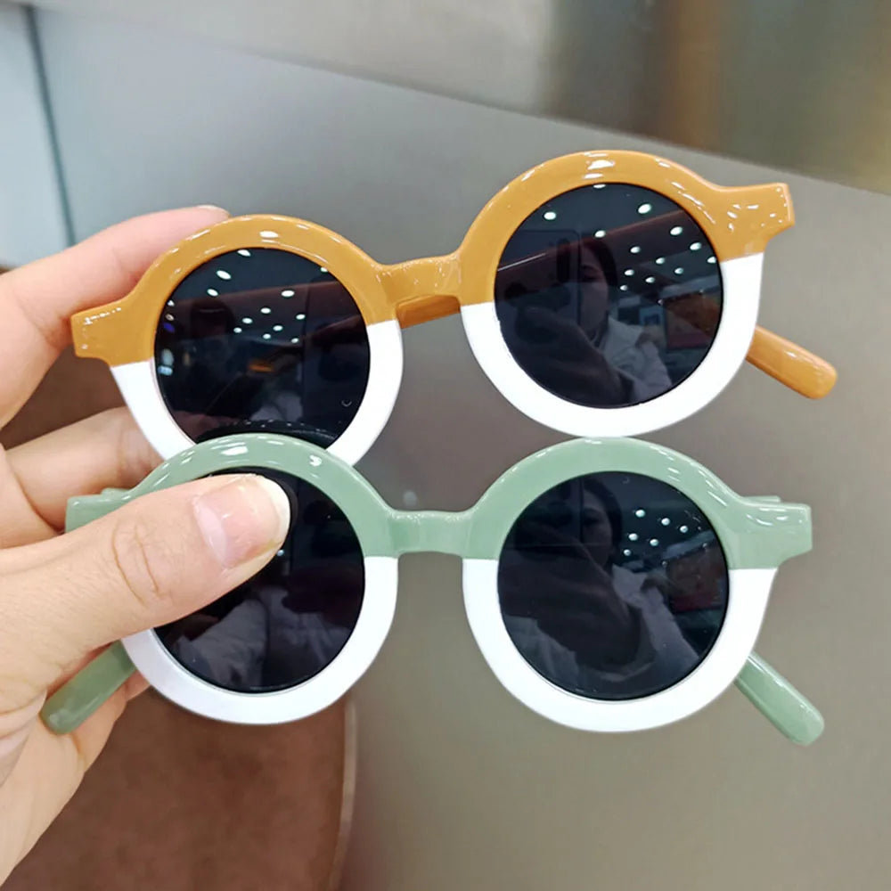 Lunettes de soleil rondes pour enfants, design de dessin animé mignon, léopard, Double couleur, Vintage, Protection UV, classique, pour filles et garçons