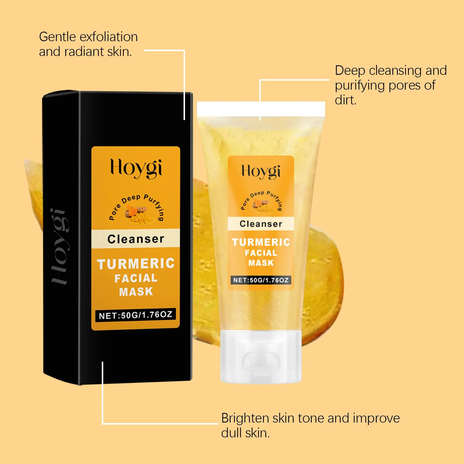 Nettoyant au curcuma, contrôle de l'huile, élimination des taches foncées, Anti-acné, nettoyage en profondeur, rétrécissement des pores, crème hydratante à la vitamine C