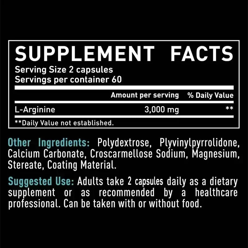L-Arginine - Soutient la croissance musculaire, favorise la circulation sanguine et améliore l'immunité, améliore l'endurance et les performances