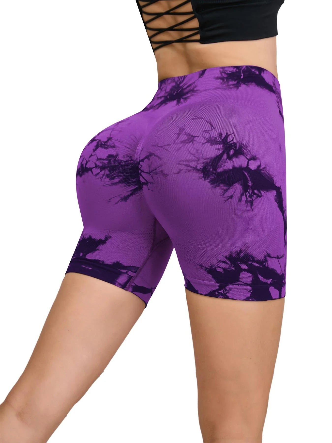 Pantalon de Fitness sans couture teint par nouage pour femmes, taille haute et levage des hanches, short serré de sport, course à pied, Sexy, pêche, Fitness, Yoga