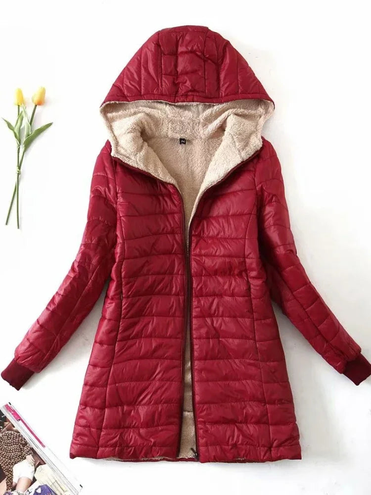 Nouveau en automne hiver manteau femme mode coréenne édition élégante à capuche droite Parkas chaud flanelle vestes pour femmes vêtements