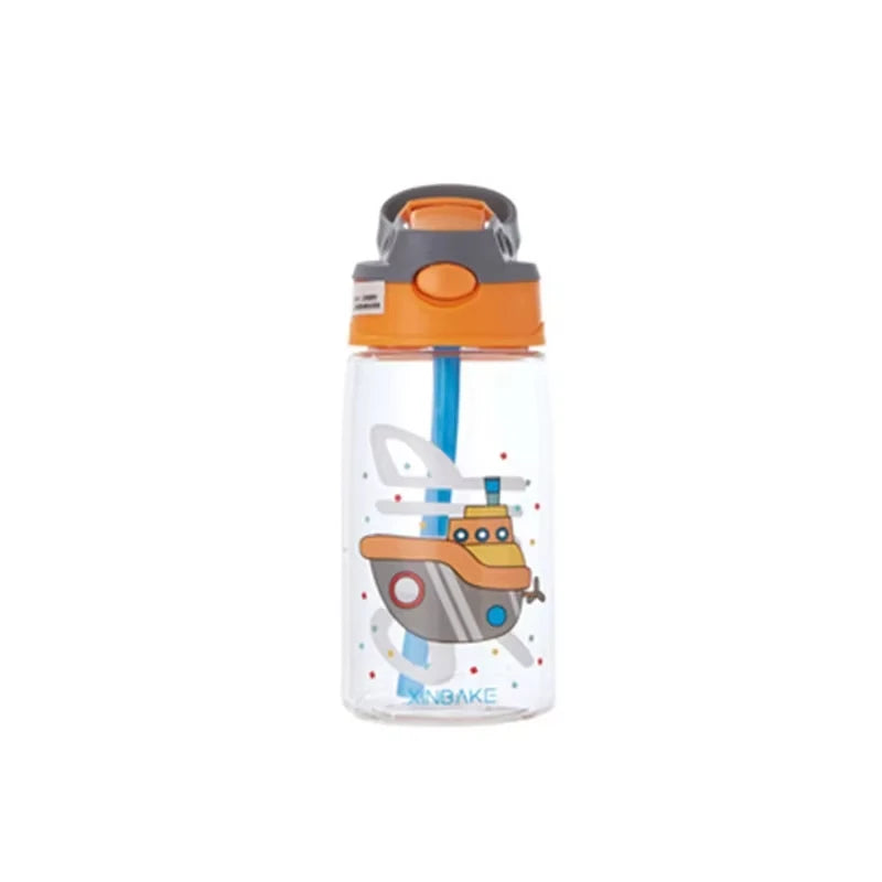 Bouteilles d'eau pour enfants de 480Ml, gobelets d'alimentation créatifs de dessin animé avec pailles et couvercles, anti-déversement, portables pour tout-petits