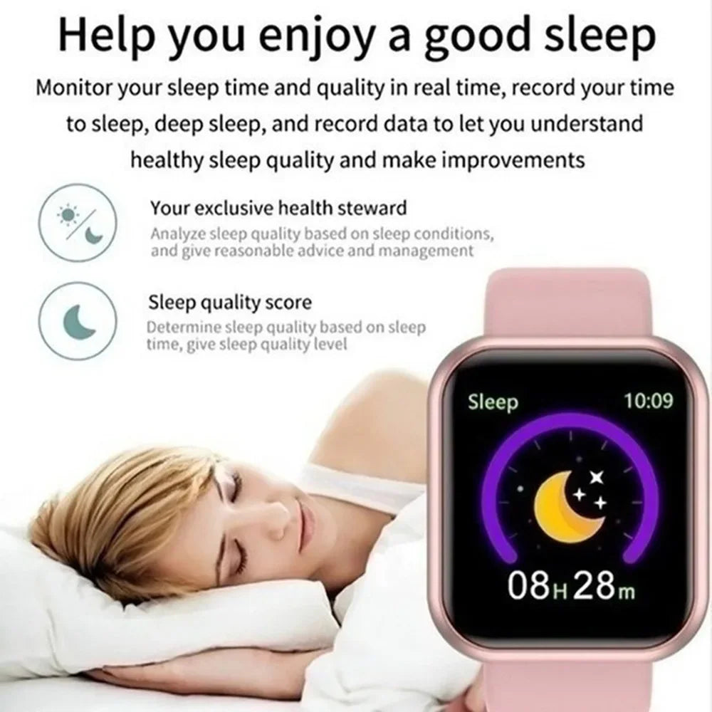 Montre intelligente multifonctionnelle pour hommes et femmes, téléphone connecté Bluetooth, musique, bracelet de sport de fitness, moniteur de sommeil, montre intelligente