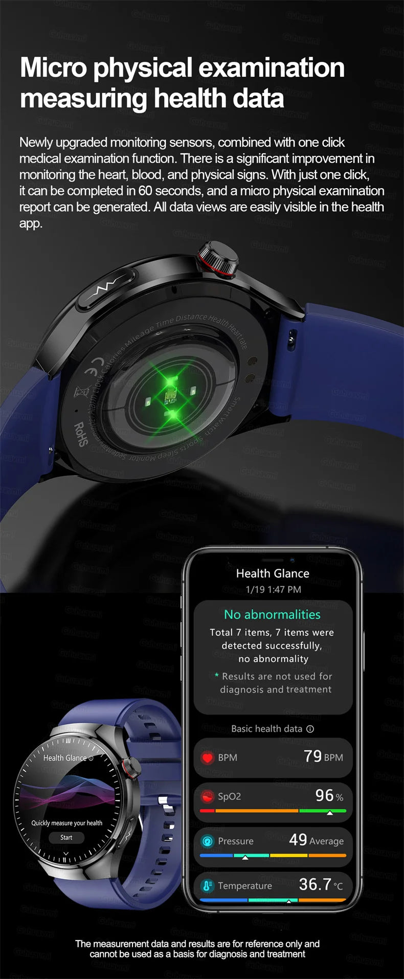 Nouvelle surveillance de la santé montre intelligente examen physique santé Wacth pression artérielle ECG + PPG Sport appel Smartwatch pour Android iOS