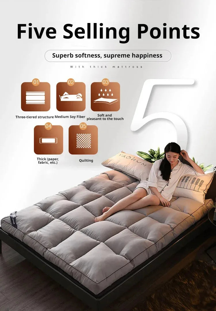 Coussin doux pliable d'été, couette, lit Tatami, matelas épais et doux, en plumes
