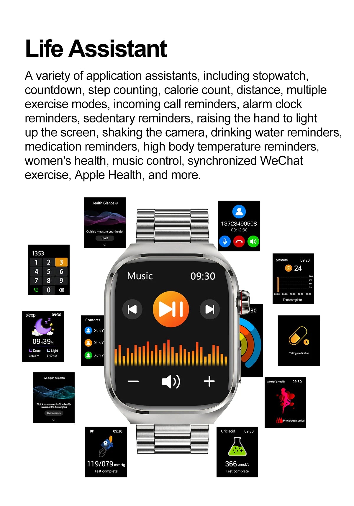 2025 nouvelle montre intelligente ECG femmes BT appel fréquence cardiaque lipides sanguins acide uricique moniteur de santé montres AI voix 650mAh sport Smartwatch