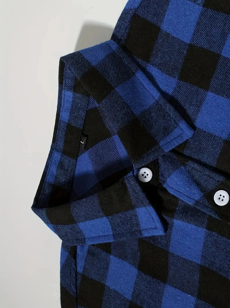 Chemises pour hommes simple boutonnage classique Plaid intelligent décontracté chemise en flanelle à manches longues poitrine deux poches conception printemps automne hommes hauts