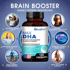 Bcuelov MAX DHA-améliorer la mémoire, protéger la vue, l'intelligence, active les cellules cérébrales, améliore la fatigue cérébrale, complément alimentaire