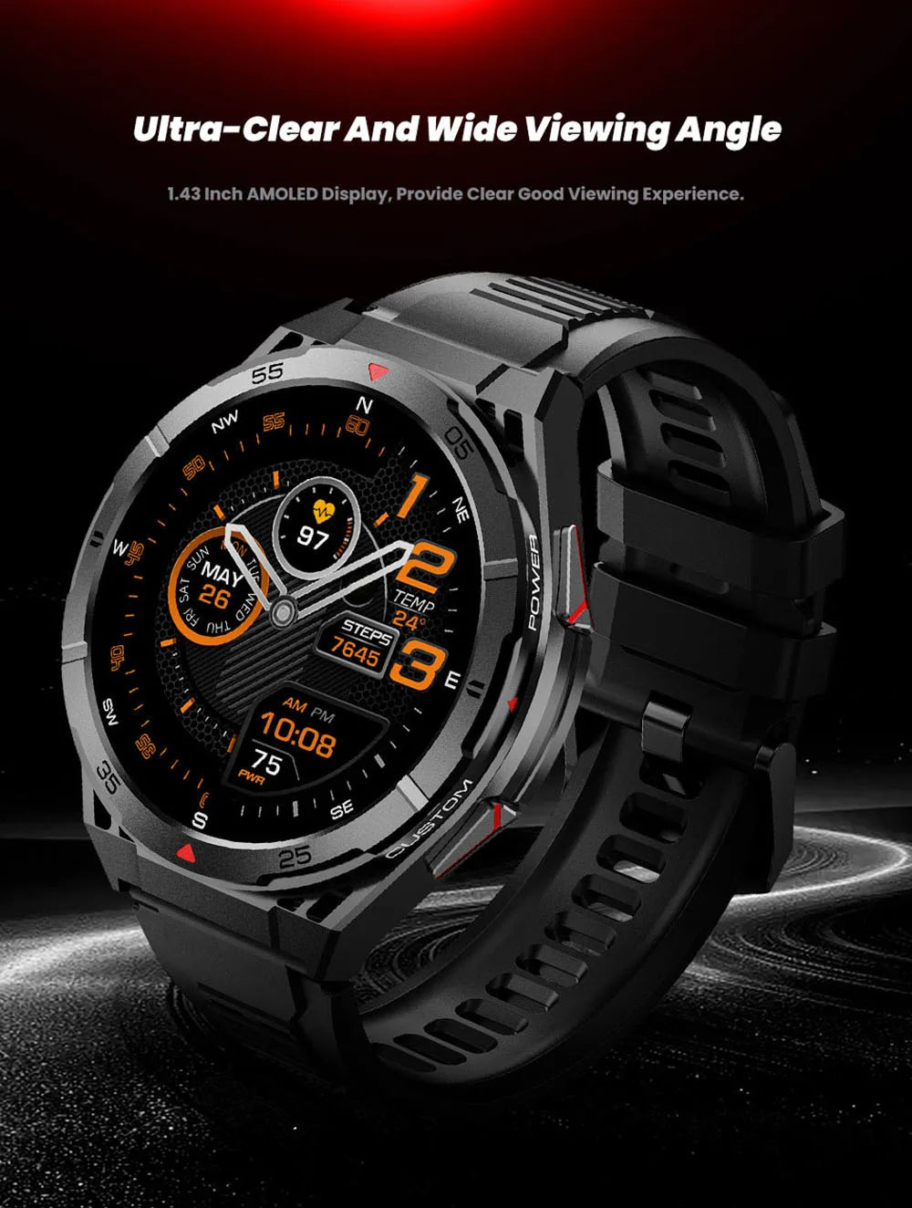 Nouvelle montre intelligente GPS sport boussole Altitude pression d'air appel de dent bleue 3ATM étanche santé AMOLED écran Smartwatch 480Mah